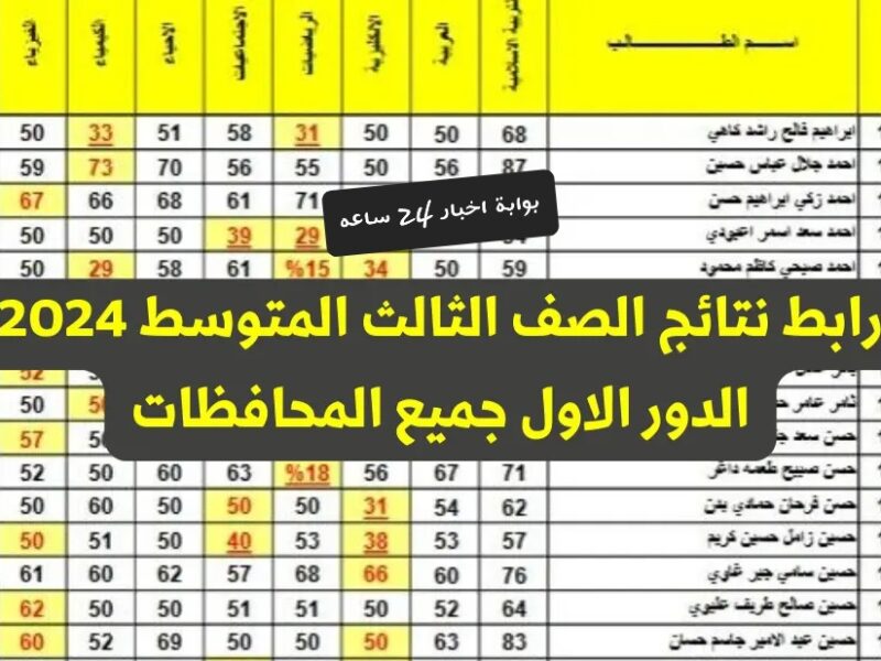 نتائج الصف الثالث المتوسط الدور الأول في العراق «موقع نتائجنا» وبوابة الوزارة الإلكترونية 2024